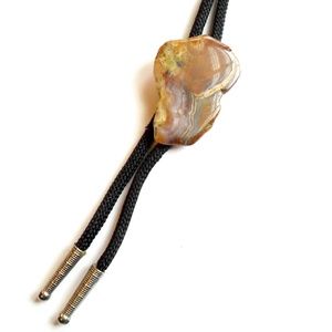 Polished Stone Slab Bolo Tie Vintage Southwestern